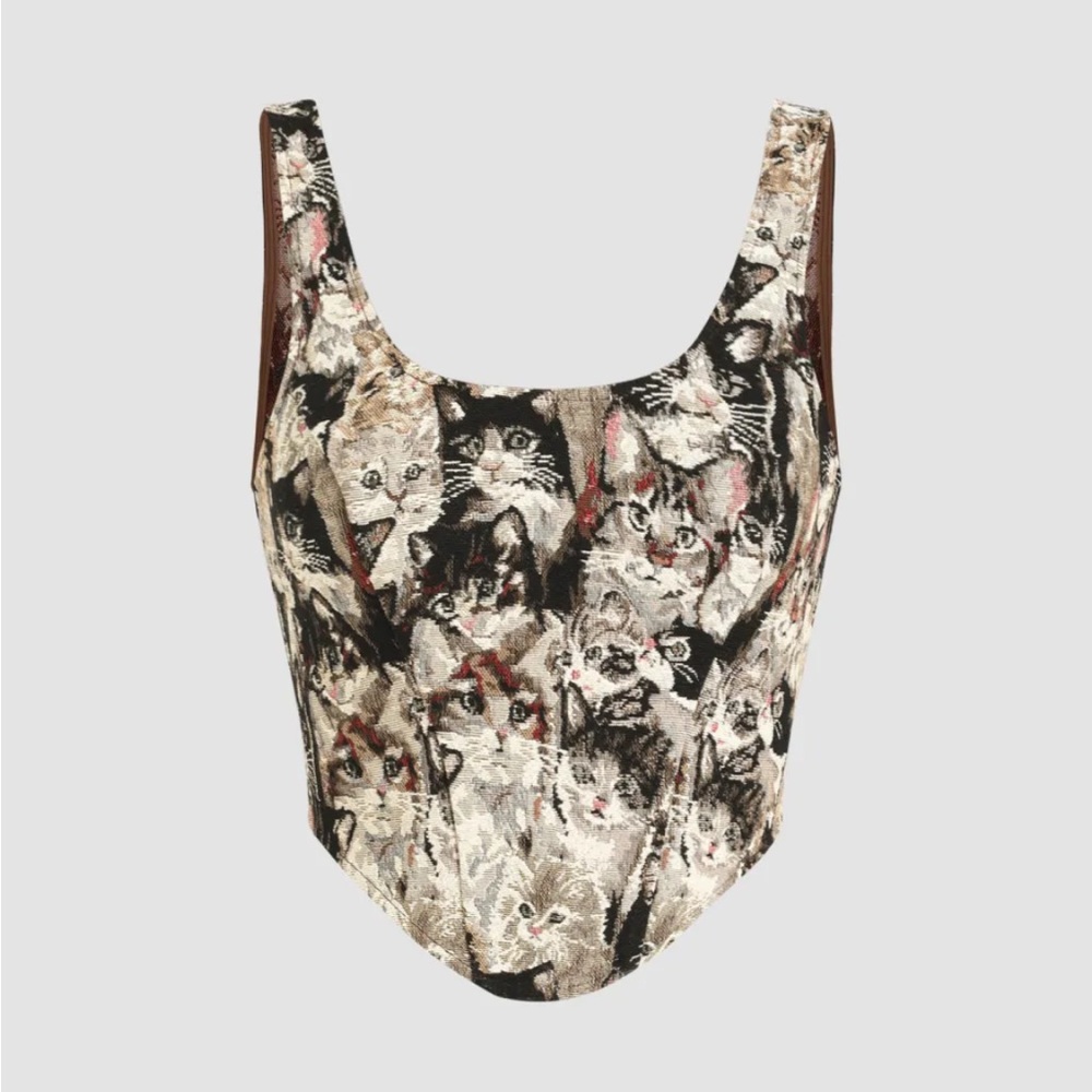 Cat Print Corset Top